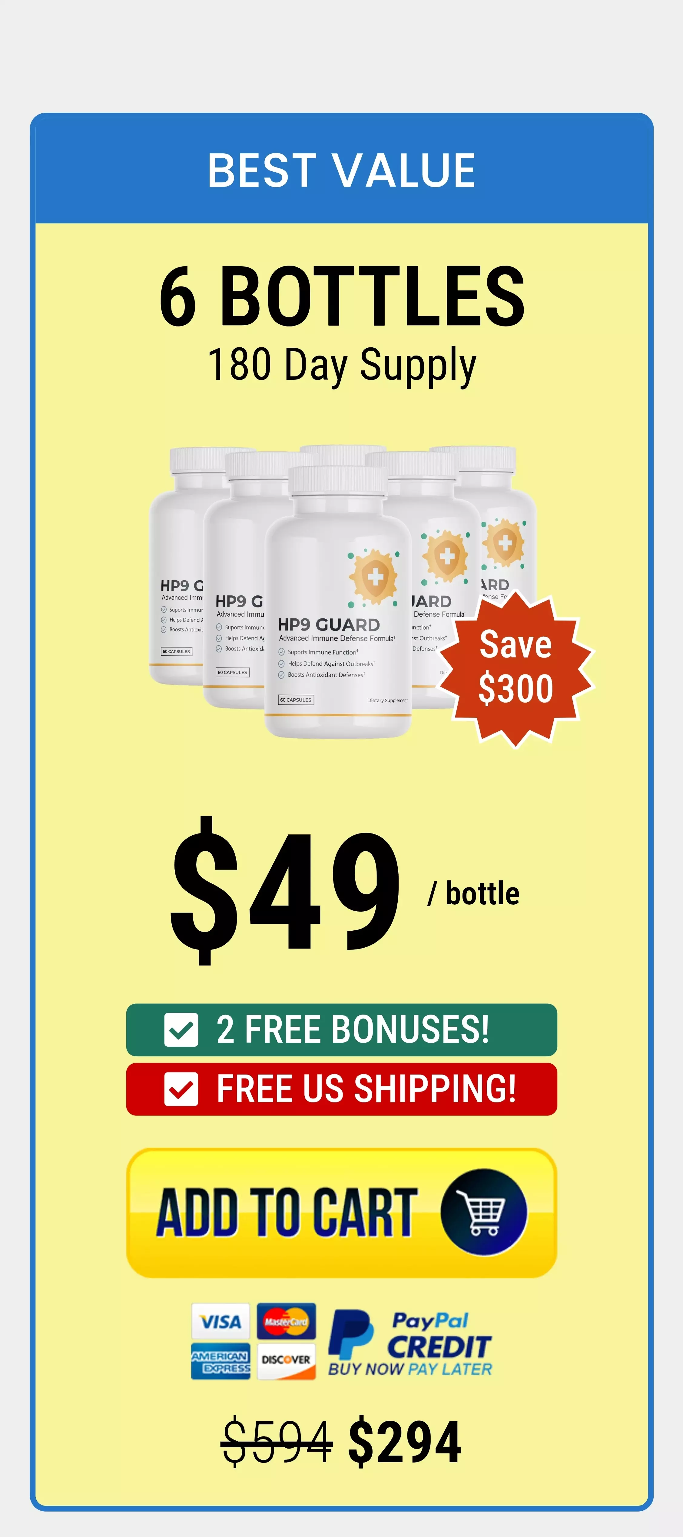 HP9 Guard™ 6 bottles pricing